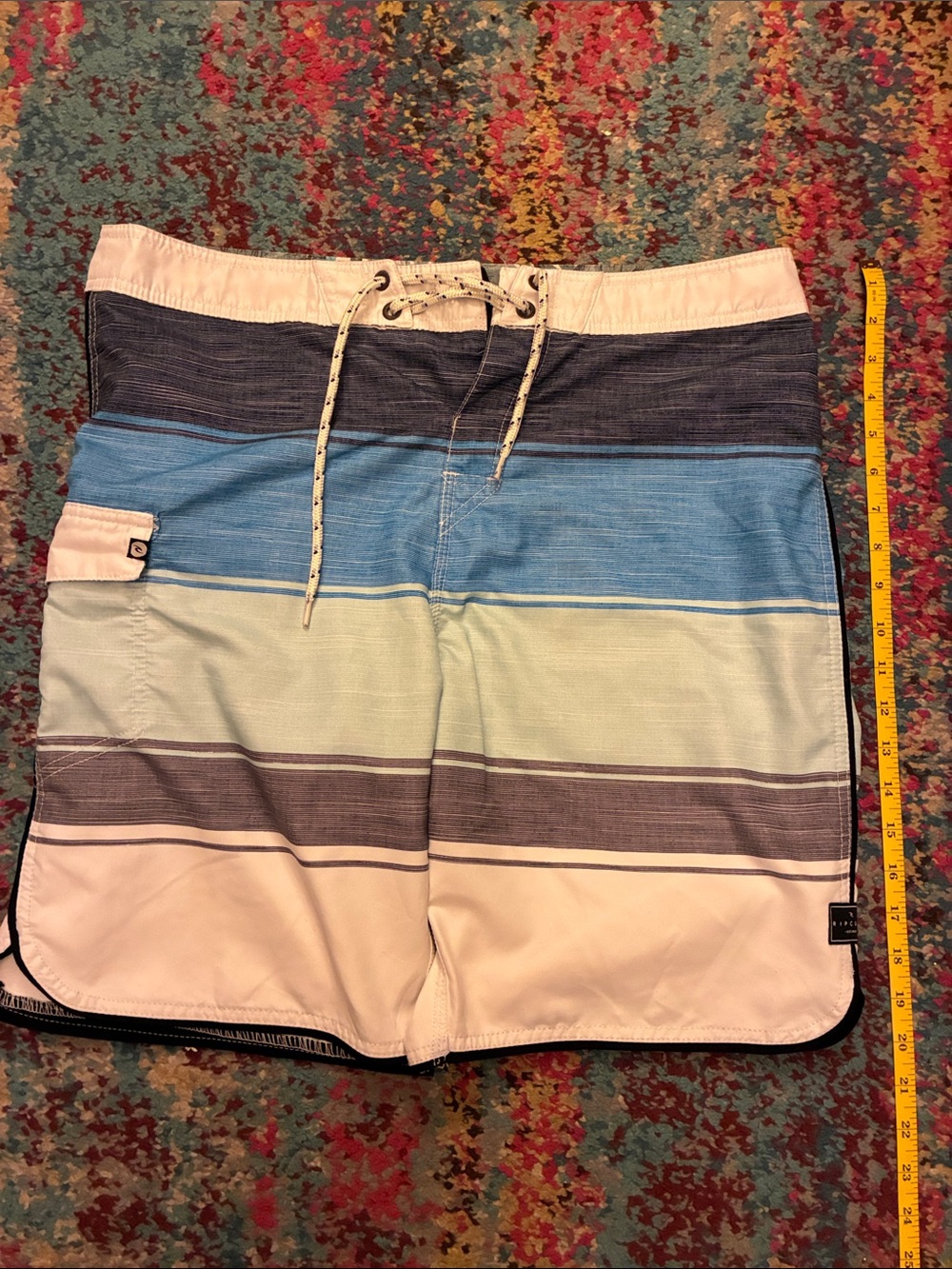 Rip Curl Men’s Horizontal Stripe Boardshorts in Blue, White, Gray
